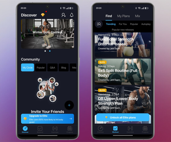 Додаток для самостійних силових тренувань: Jefit
