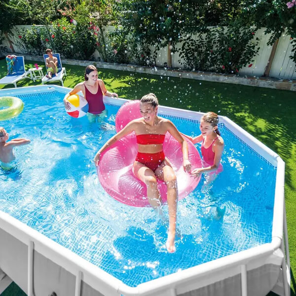 Intex 26796 каркасный бассейн (503х274х122 см) (Картриджный фильтр-насос 5678 л/ч, тент, подстилка,лестница)