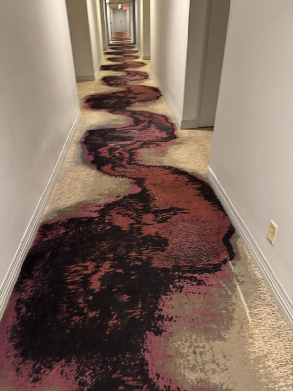 ковровое покрытие в отеле, выглядит жутко