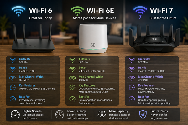 Що вибрати: Wi-Fi 6, Wi-Fi 6E чи Wi-Fi 7?