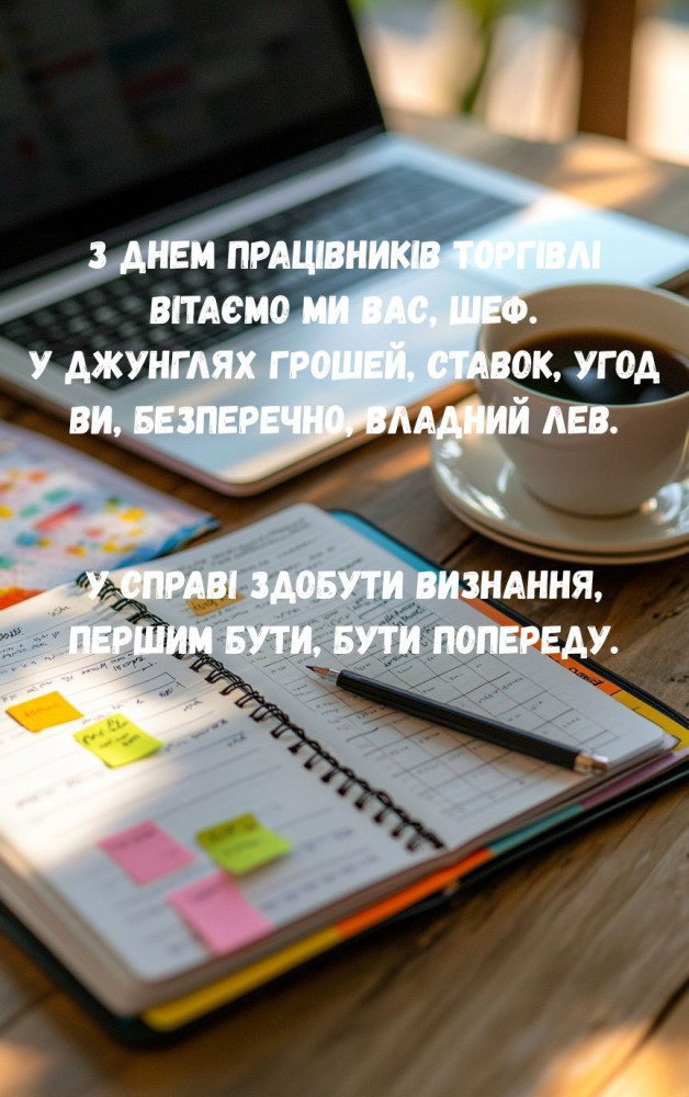 листівка Вітання з Днем торгівлі керівнику